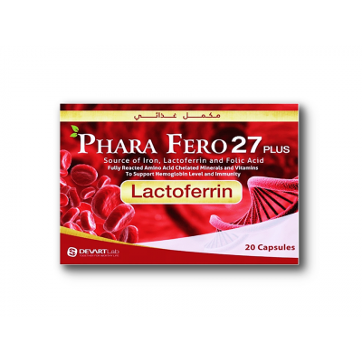 PHARA FERO 27 PLUS DIETARY SUPPLEMENT SOURCE OF IRON , LACTOFERRIN & FOLIC ACID 20 CAPSULES